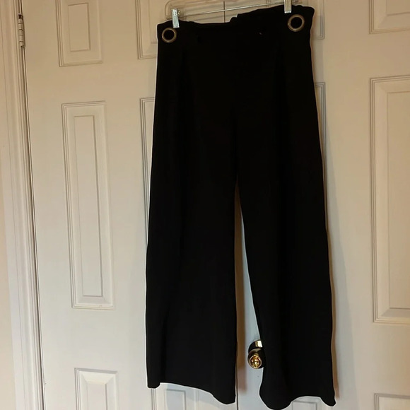 Vintage style wide legs Ankle pallaxo trouser with metal detail Sz Lsrge - Picture 12 of 12